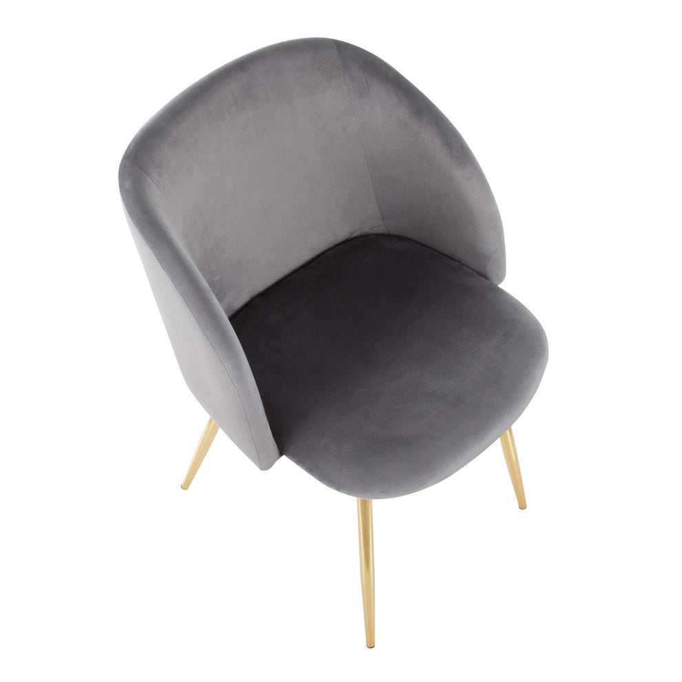 Fran Contemporary Chair in Gold Metal and Silver Velvet By LumiSource - Set of 2 | Dining Chairs | Modishstore - 4