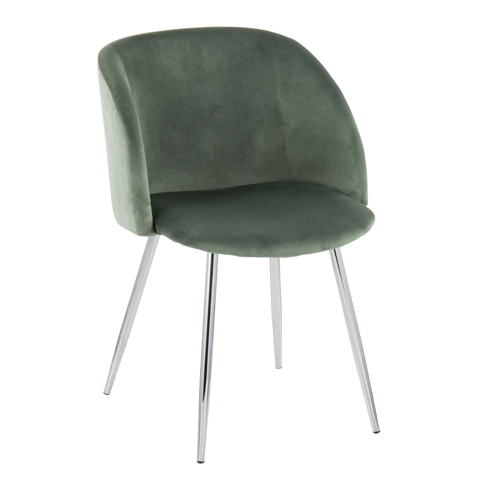 Fran Contemporary Chair in Chrome and Black Velvet By LumiSource - Set of 2 | Dining Chairs | Modishstore - 33