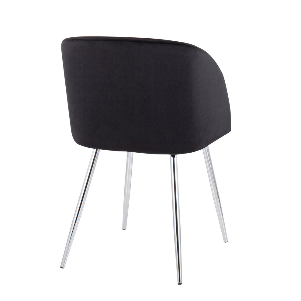 Fran Contemporary Chair in Chrome and Black Velvet By LumiSource - Set of 2 | Dining Chairs | Modishstore - 8