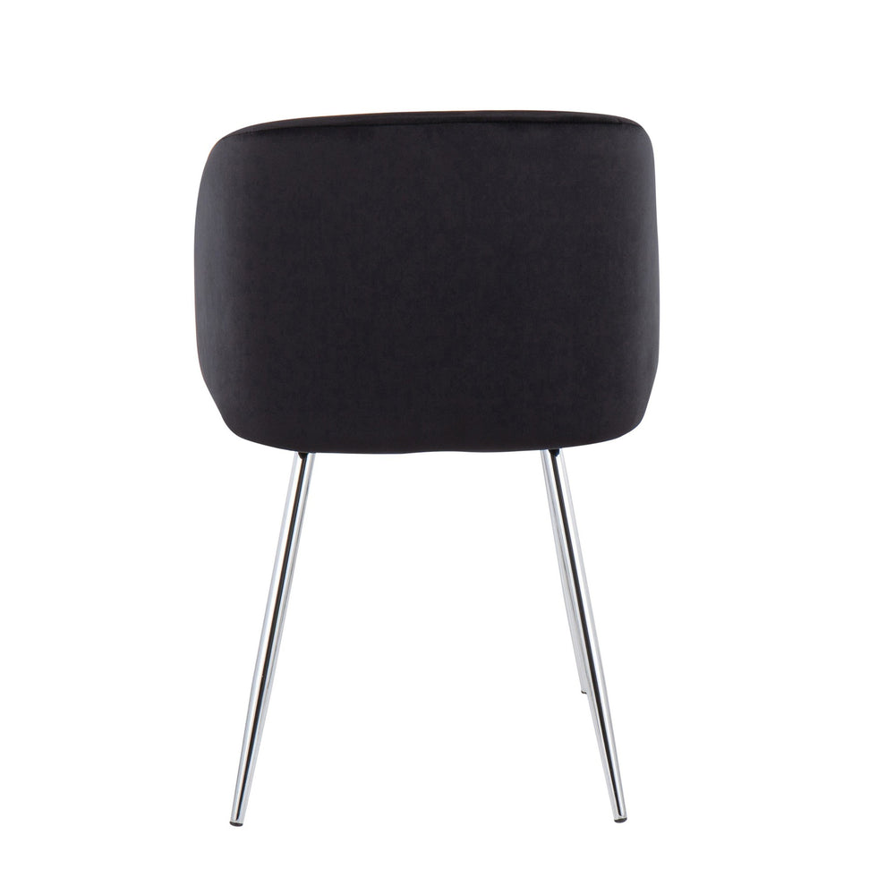 Fran Contemporary Chair in Chrome and Black Velvet By LumiSource - Set of 2 | Dining Chairs | Modishstore - 9