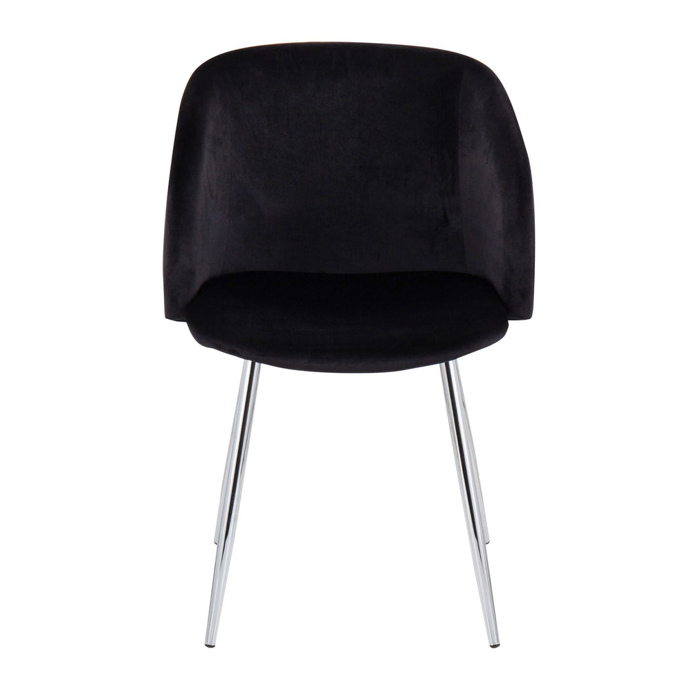 Fran Contemporary Chair in Chrome and Black Velvet By LumiSource - Set of 2 | Dining Chairs | Modishstore - 3