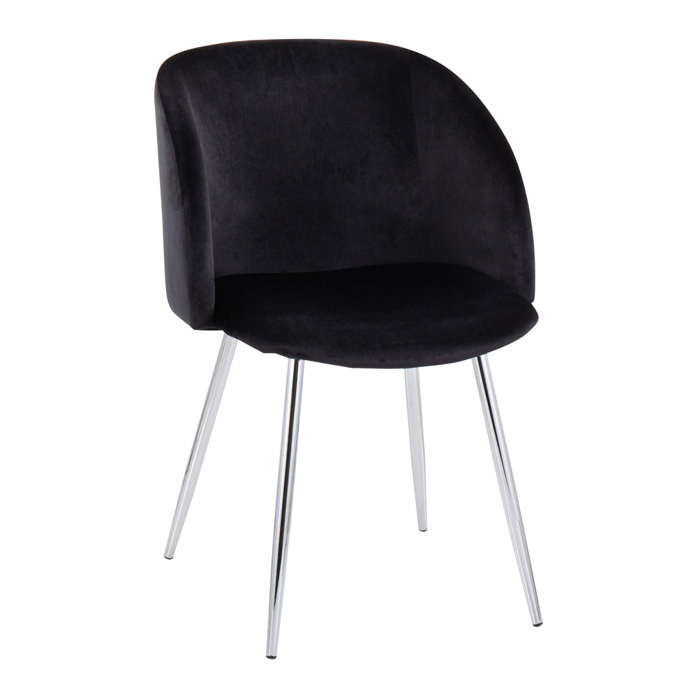 Fran Contemporary Chair in Chrome and Black Velvet By LumiSource - Set of 2 | Dining Chairs | Modishstore - 6