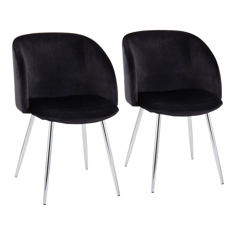 Fran Contemporary Chair in Chrome and Black Velvet By LumiSource - Set of 2 | Dining Chairs | Modishstore - 2