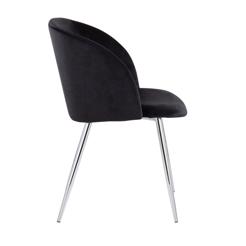 Fran Contemporary Chair in Chrome and Black Velvet By LumiSource - Set of 2 | Dining Chairs | Modishstore - 7