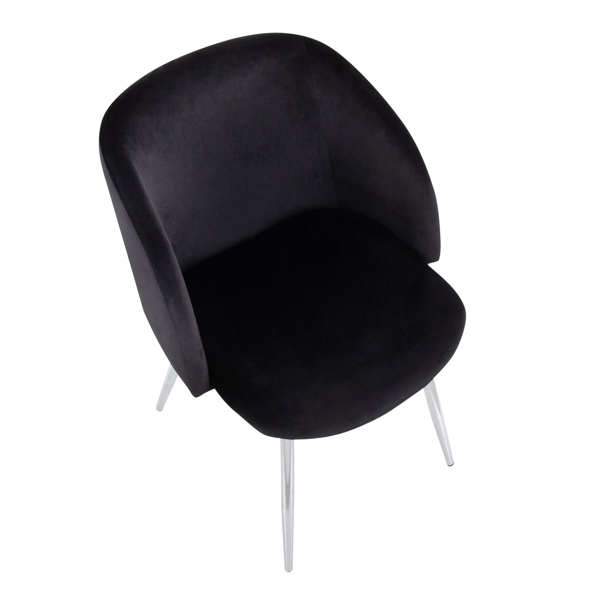 Fran Contemporary Chair in Chrome and Black Velvet By LumiSource - Set of 2 | Dining Chairs | Modishstore - 4