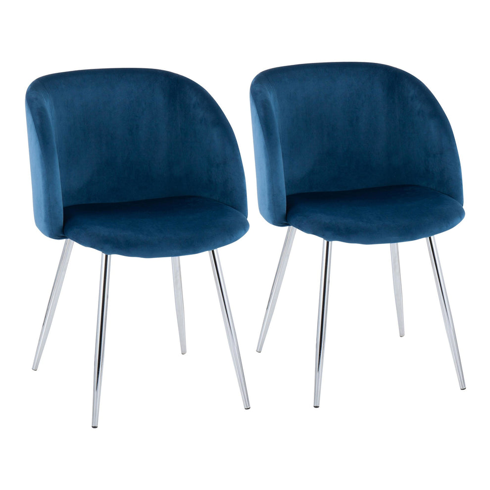 Fran Contemporary Chair in Chrome and Black Velvet By LumiSource - Set of 2 | Dining Chairs | Modishstore - 10