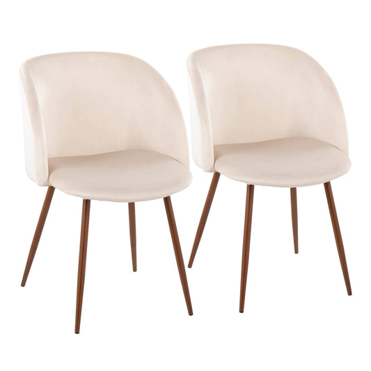 Fran Contemporary Dining/accent Chair in Walnut with Cream Velvet By LumiSource - Set of 2 | Dining Chairs | Modishstore
