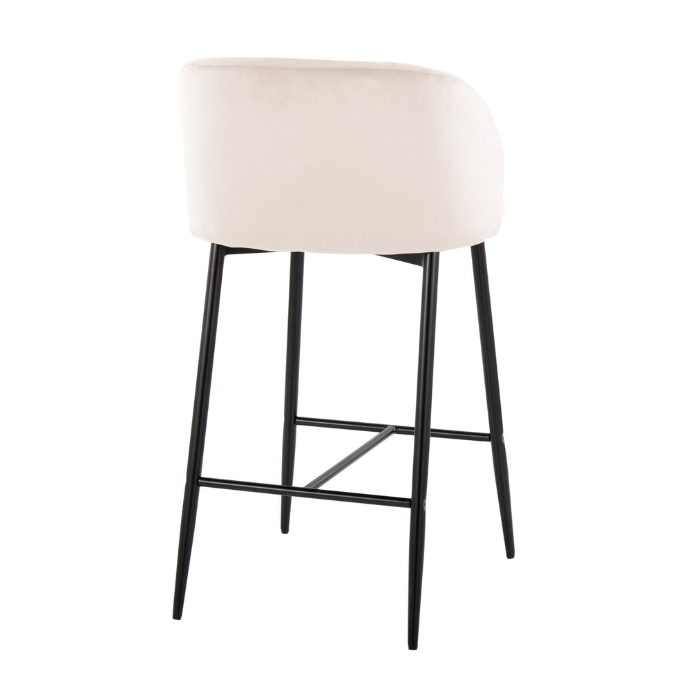 Fran 26" Contemporary Fixed-Height Counter Stool in Black Metal and Black Velvet By LumiSource - Set of 2 | Counter Stools | Modishstore - 26