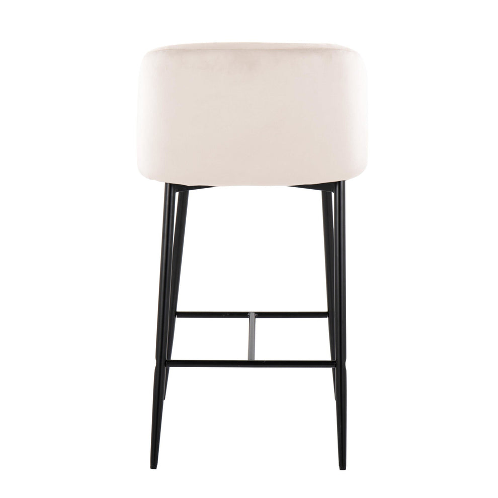 Fran 26" Contemporary Fixed-Height Counter Stool in Black Metal and Black Velvet By LumiSource - Set of 2 | Counter Stools | Modishstore - 27