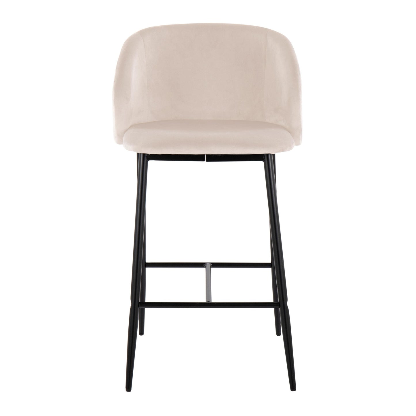 Fran 26" Contemporary Fixed-Height Counter Stool in Black Metal and Black Velvet By LumiSource - Set of 2 | Counter Stools | Modishstore - 20