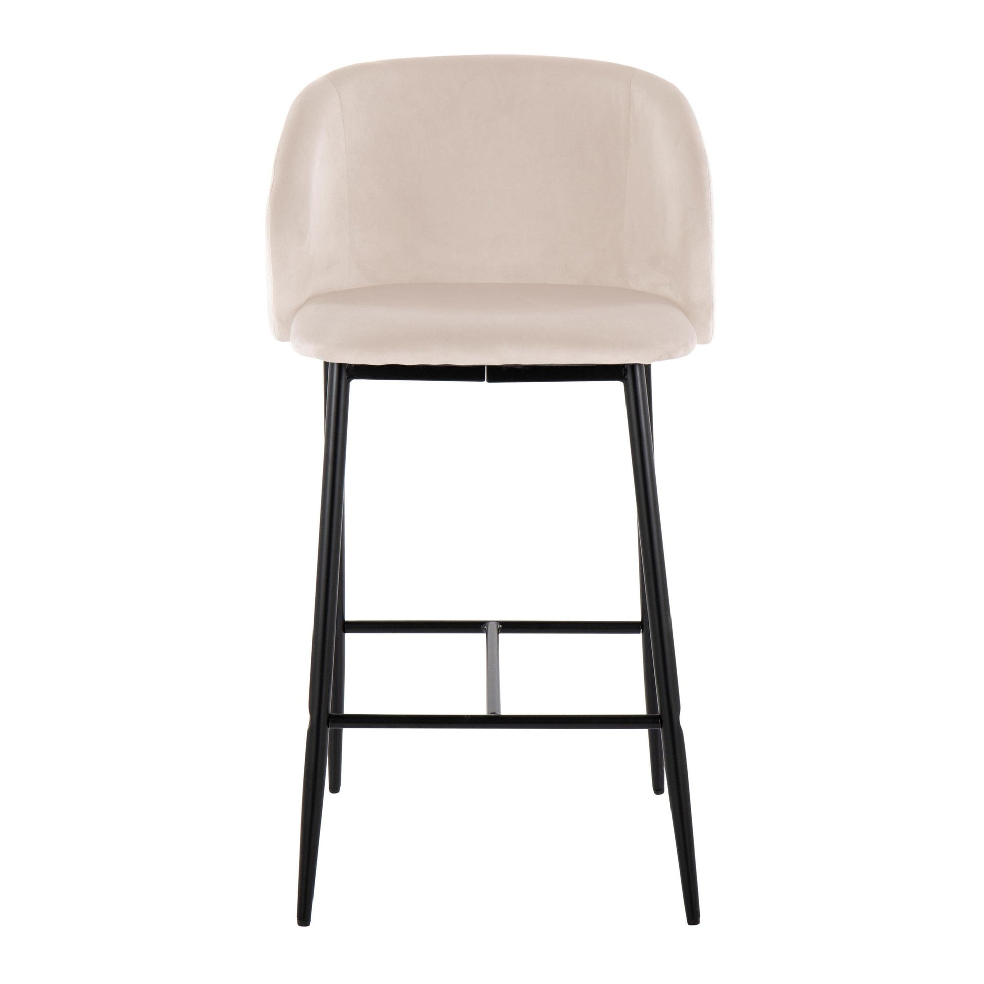 Fran 26" Contemporary Fixed-Height Counter Stool in Black Metal and Black Velvet By LumiSource - Set of 2 | Counter Stools | Modishstore - 20