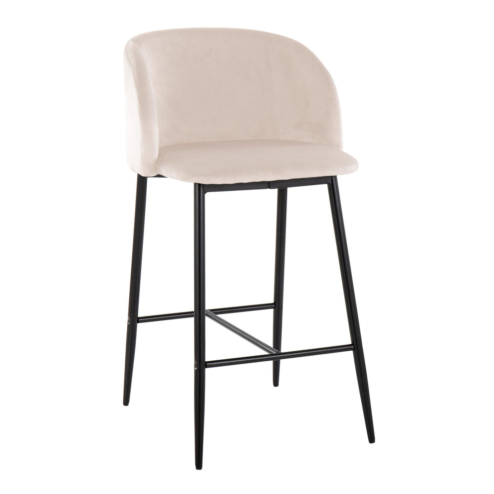 Fran 26" Contemporary Fixed-Height Counter Stool in Black Metal and Black Velvet By LumiSource - Set of 2 | Counter Stools | Modishstore - 24
