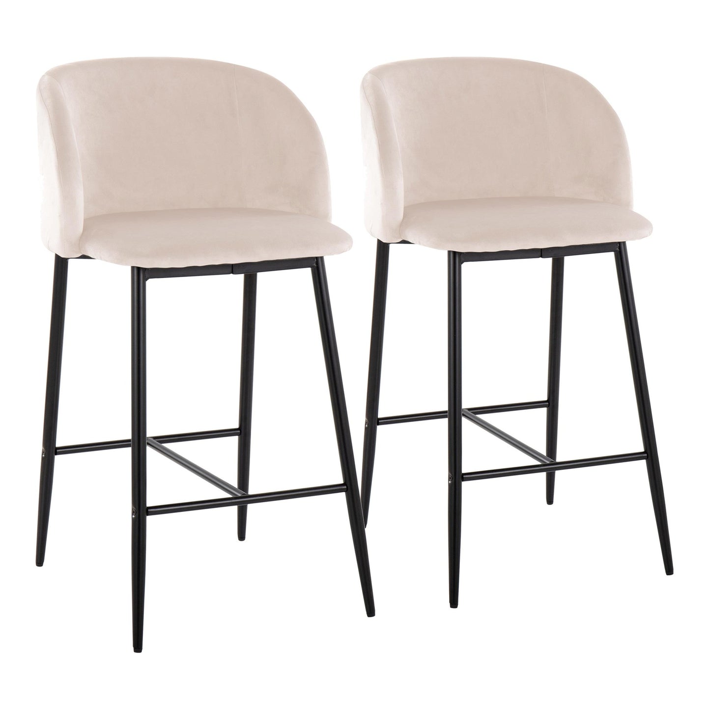 Fran 26" Contemporary Fixed-Height Counter Stool in Black Metal and Black Velvet By LumiSource - Set of 2 | Counter Stools | Modishstore - 19