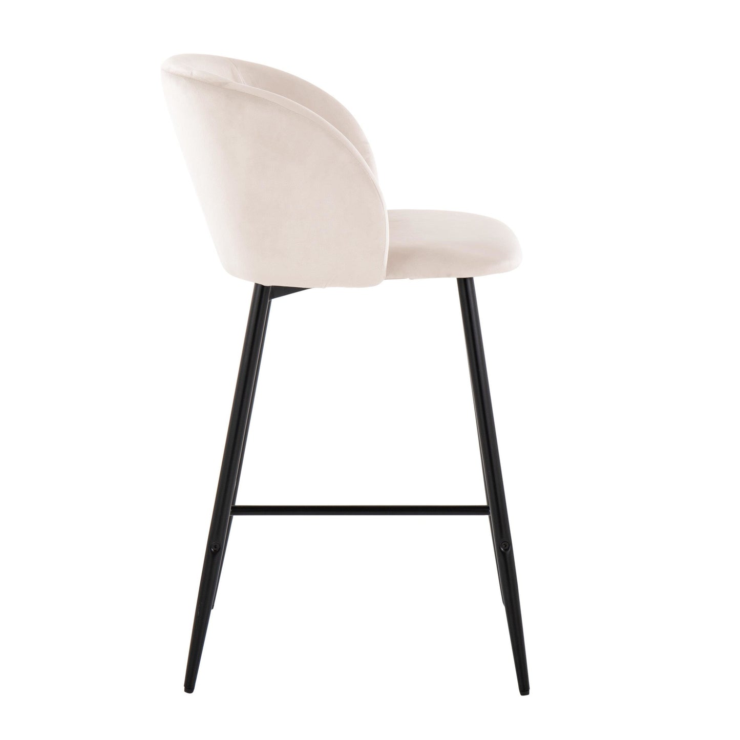 Fran 26" Contemporary Fixed-Height Counter Stool in Black Metal and Black Velvet By LumiSource - Set of 2 | Counter Stools | Modishstore - 25