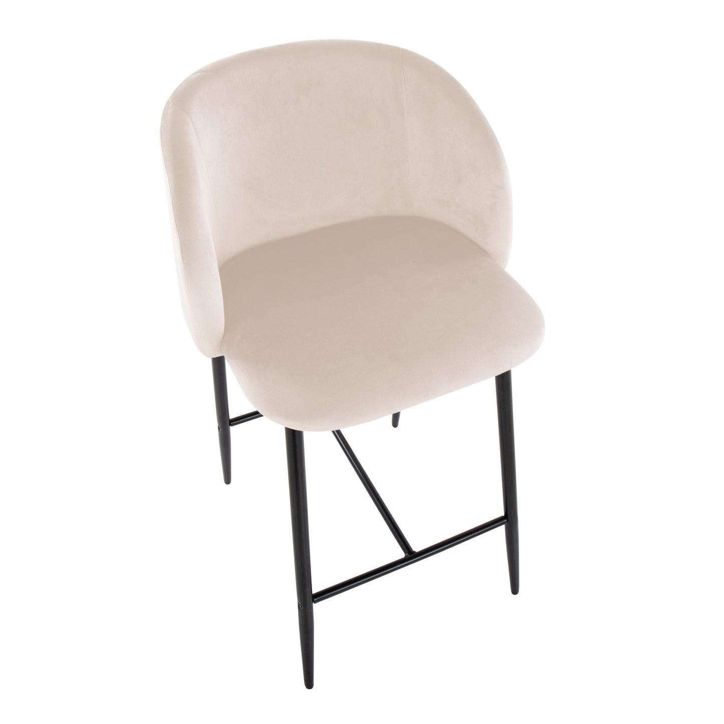 Fran 26" Contemporary Fixed-Height Counter Stool in Black Metal and Black Velvet By LumiSource - Set of 2 | Counter Stools | Modishstore - 21