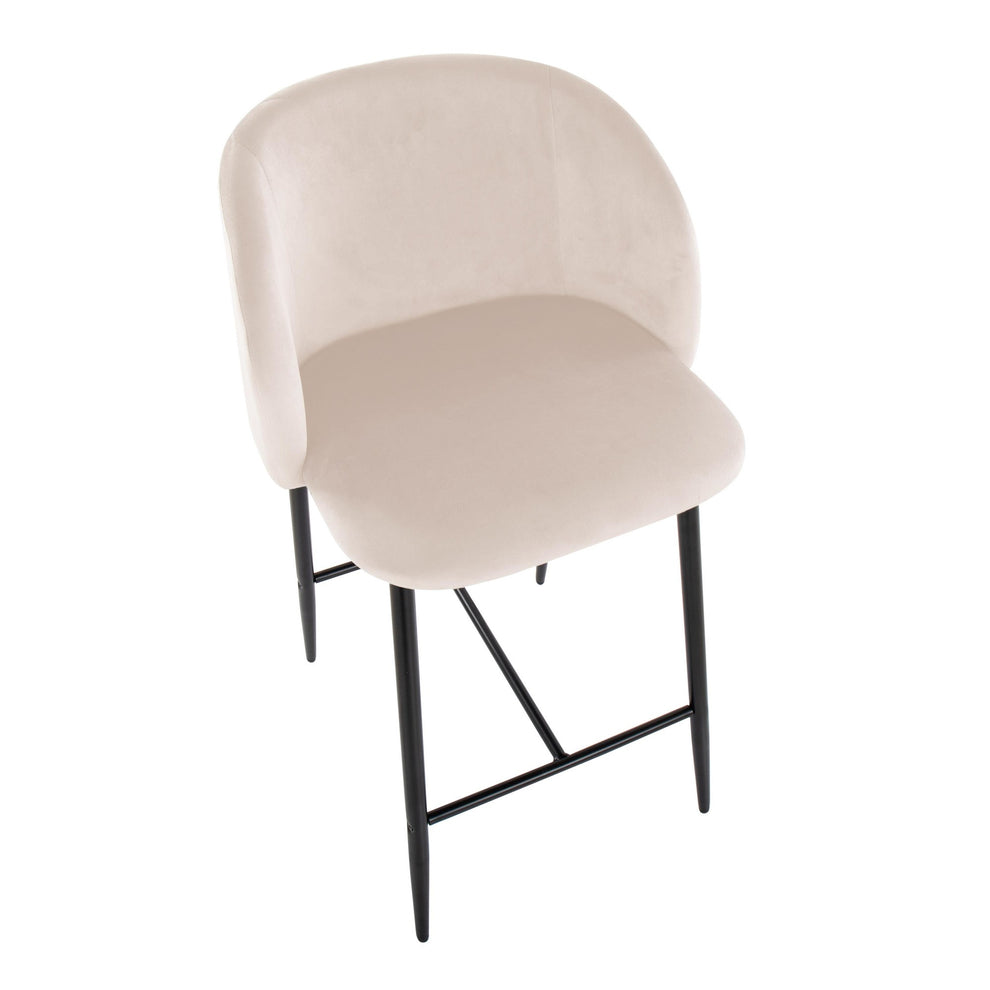 Fran 26" Contemporary Fixed-Height Counter Stool in Black Metal and Black Velvet By LumiSource - Set of 2 | Counter Stools | Modishstore - 21