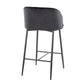 Fran 26" Contemporary Fixed-Height Counter Stool in Black Metal and Black Velvet By LumiSource - Set of 2 | Counter Stools | Modishstore - 8