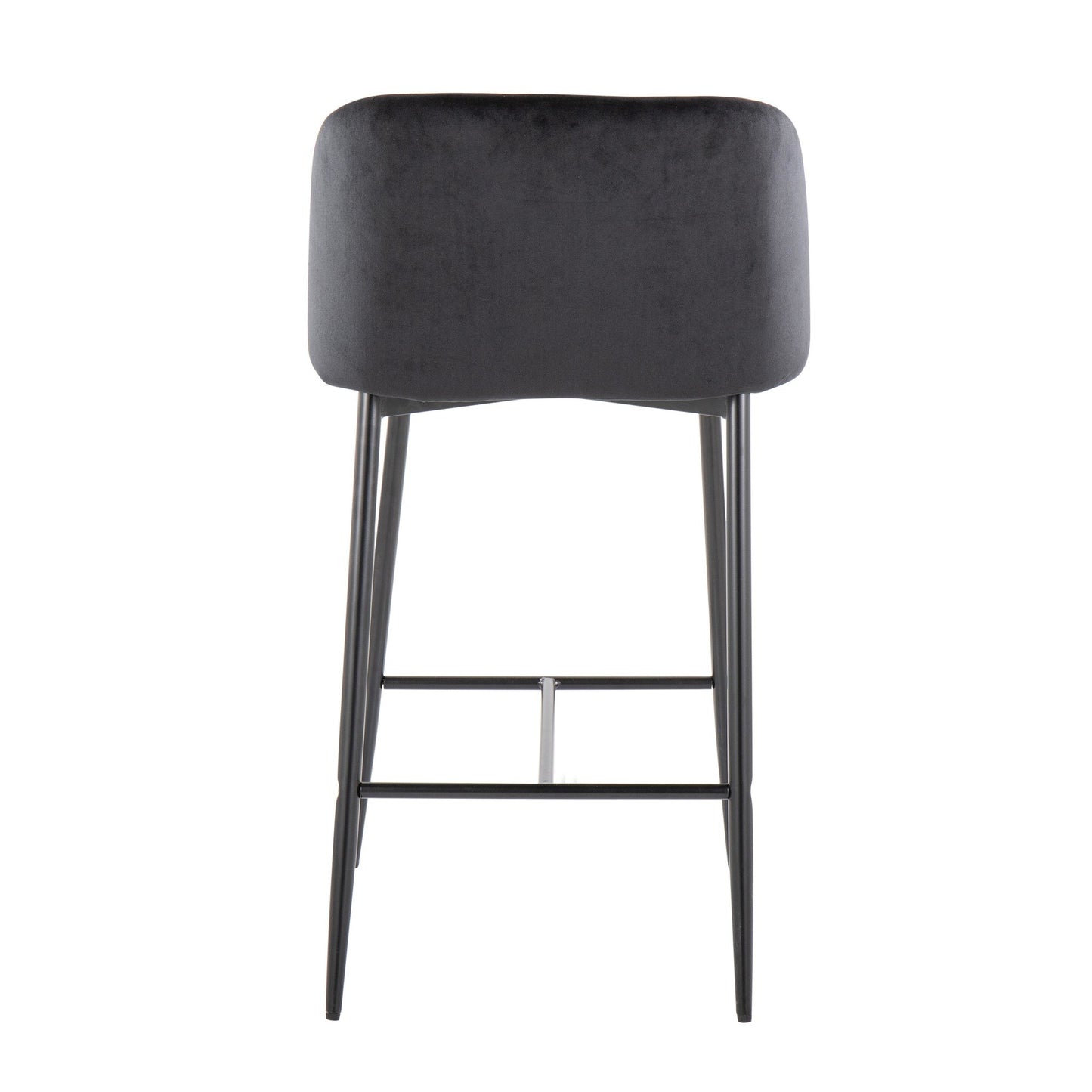 Fran 26" Contemporary Fixed-Height Counter Stool in Black Metal and Black Velvet By LumiSource - Set of 2 | Counter Stools | Modishstore - 9