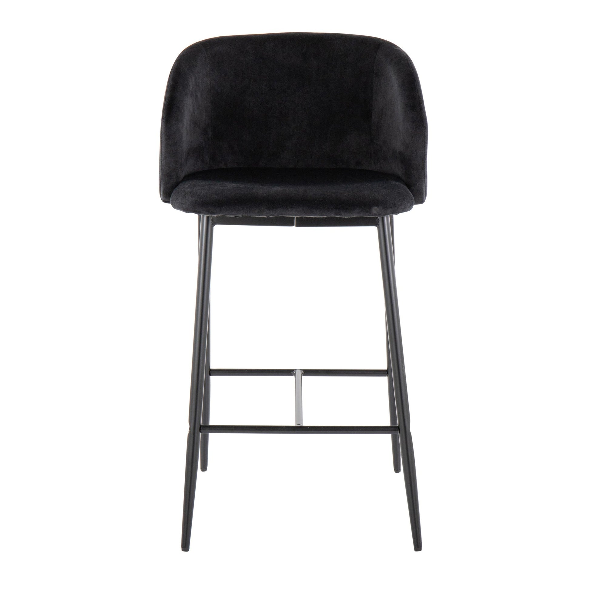 Fran 26" Contemporary Fixed-Height Counter Stool in Black Metal and Black Velvet By LumiSource - Set of 2 | Counter Stools | Modishstore - 3