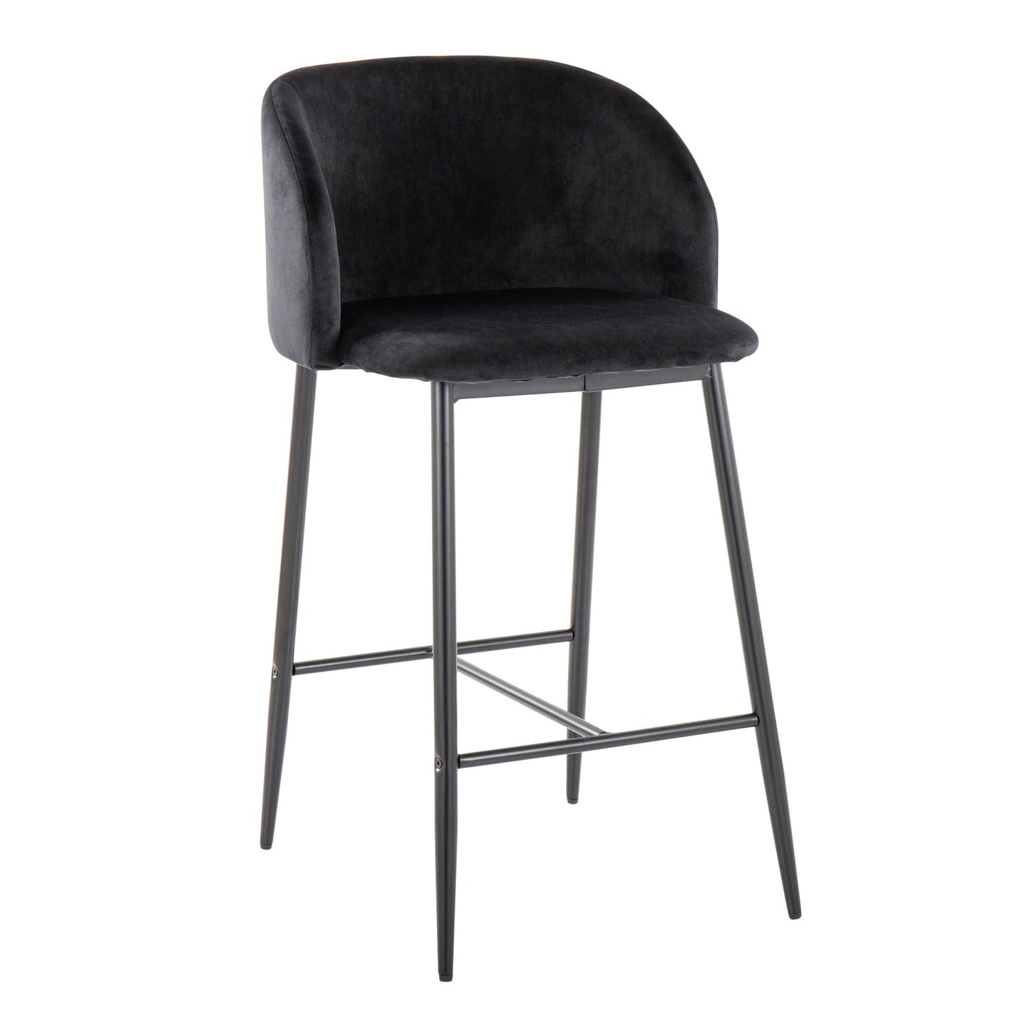 Fran 26" Contemporary Fixed-Height Counter Stool in Black Metal and Black Velvet By LumiSource - Set of 2 | Counter Stools | Modishstore - 6