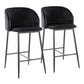Fran 26" Contemporary Fixed-Height Counter Stool in Black Metal and Black Velvet By LumiSource - Set of 2 | Counter Stools | Modishstore - 2