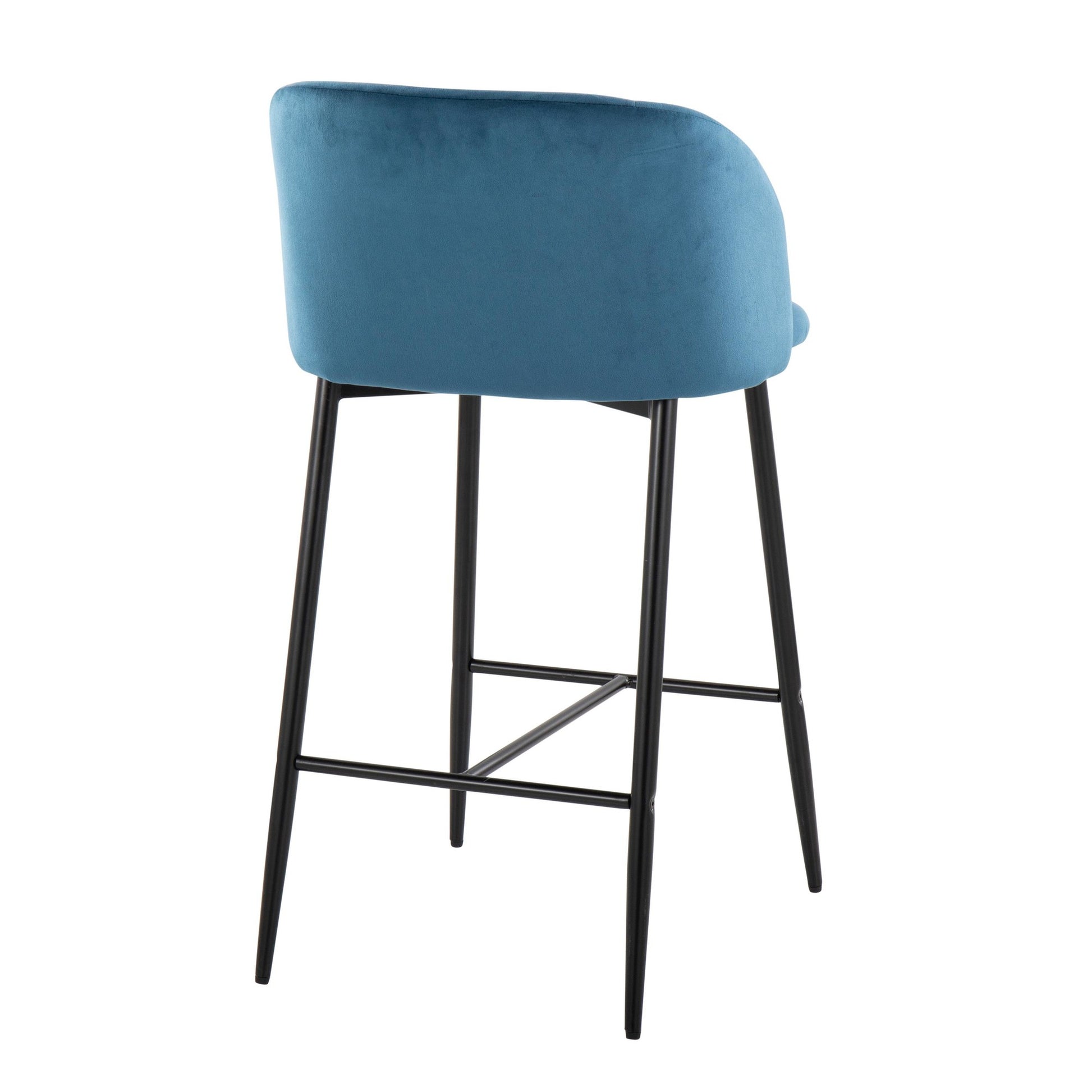 Fran 26" Contemporary Fixed-Height Counter Stool in Black Metal and Black Velvet By LumiSource - Set of 2 | Counter Stools | Modishstore - 17