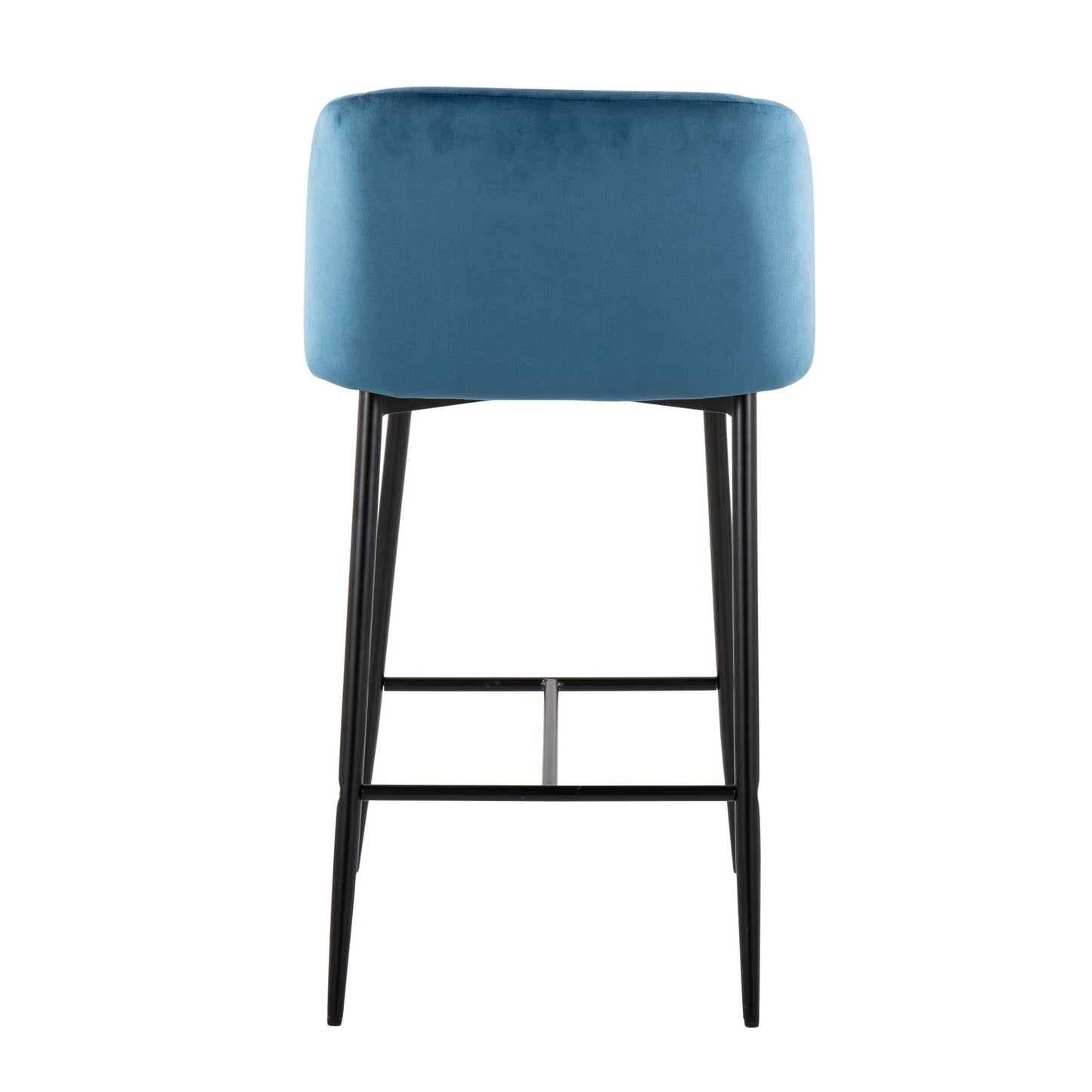 Fran 26" Contemporary Fixed-Height Counter Stool in Black Metal and Black Velvet By LumiSource - Set of 2 | Counter Stools | Modishstore - 18