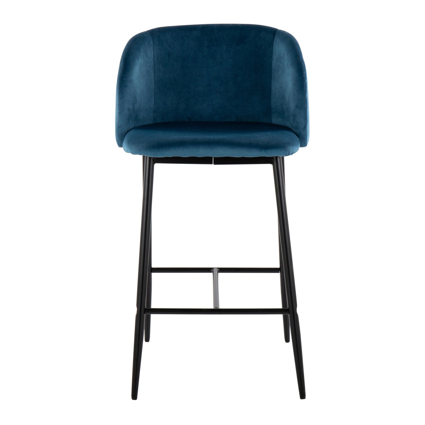 Fran 26" Contemporary Fixed-Height Counter Stool in Black Metal and Black Velvet By LumiSource - Set of 2 | Counter Stools | Modishstore - 11