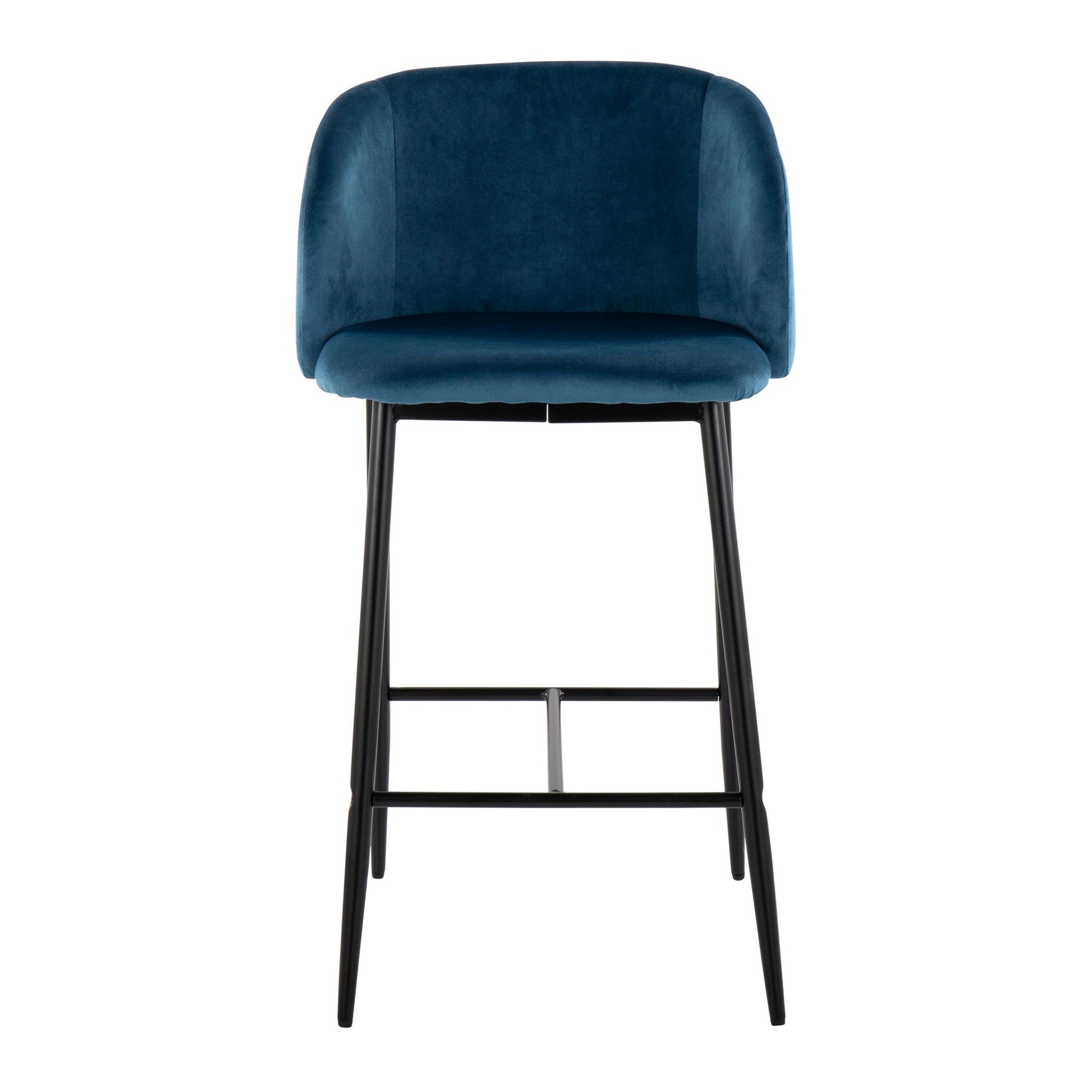 Fran 26" Contemporary Fixed-Height Counter Stool in Black Metal and Black Velvet By LumiSource - Set of 2 | Counter Stools | Modishstore - 11