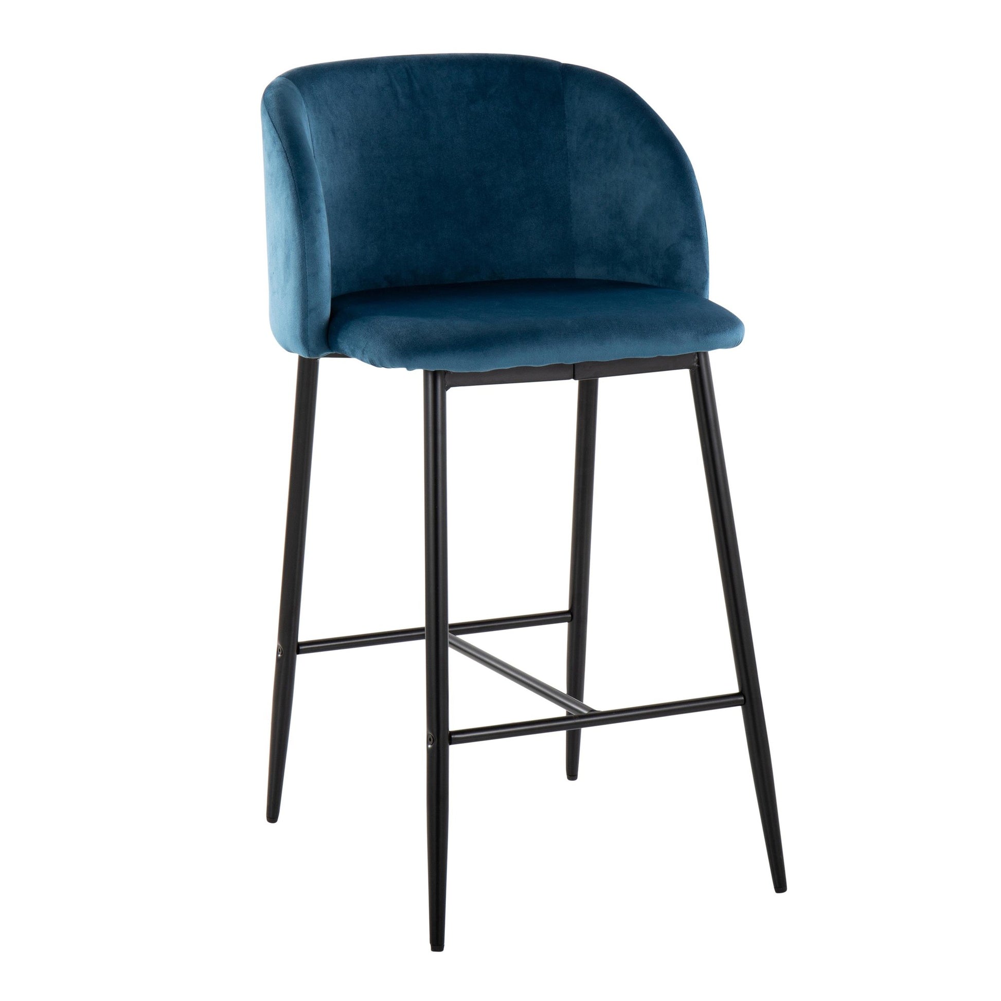 Fran 26" Contemporary Fixed-Height Counter Stool in Black Metal and Black Velvet By LumiSource - Set of 2 | Counter Stools | Modishstore - 15