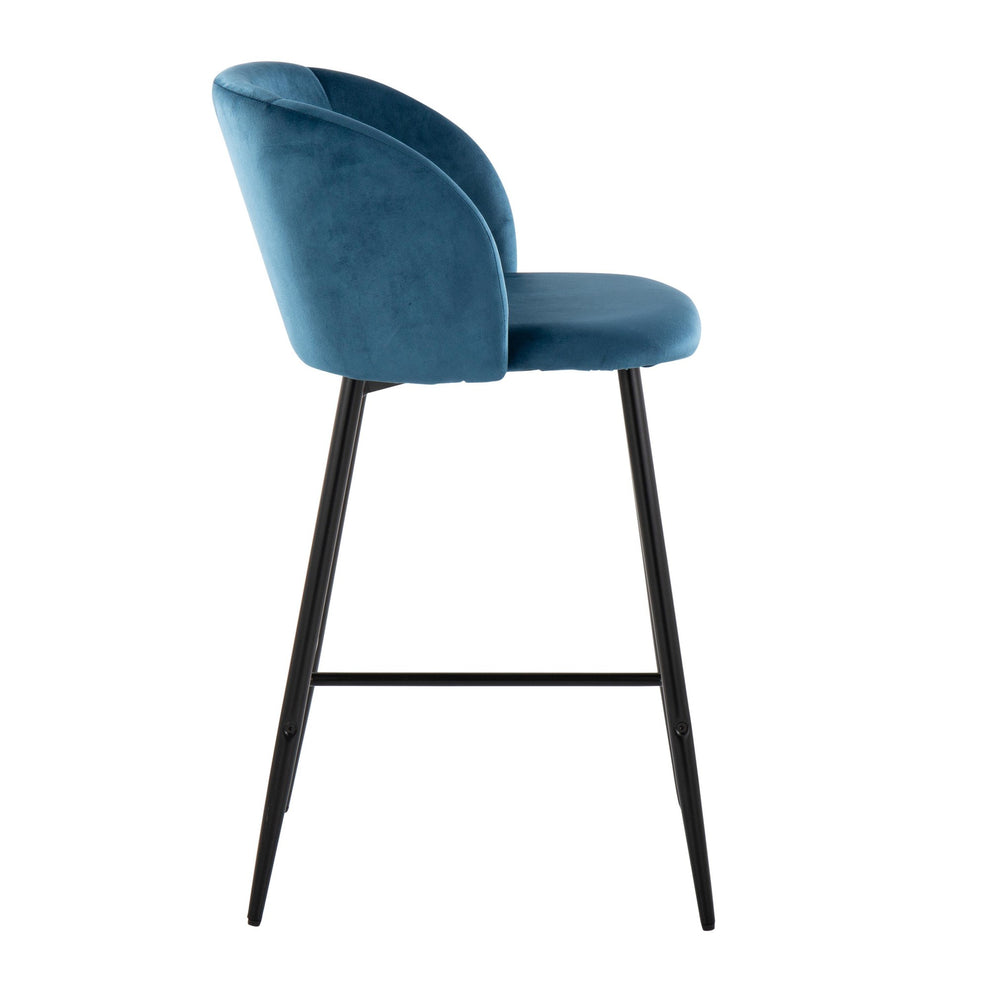 Fran 26" Contemporary Fixed-Height Counter Stool in Black Metal and Black Velvet By LumiSource - Set of 2 | Counter Stools | Modishstore - 16