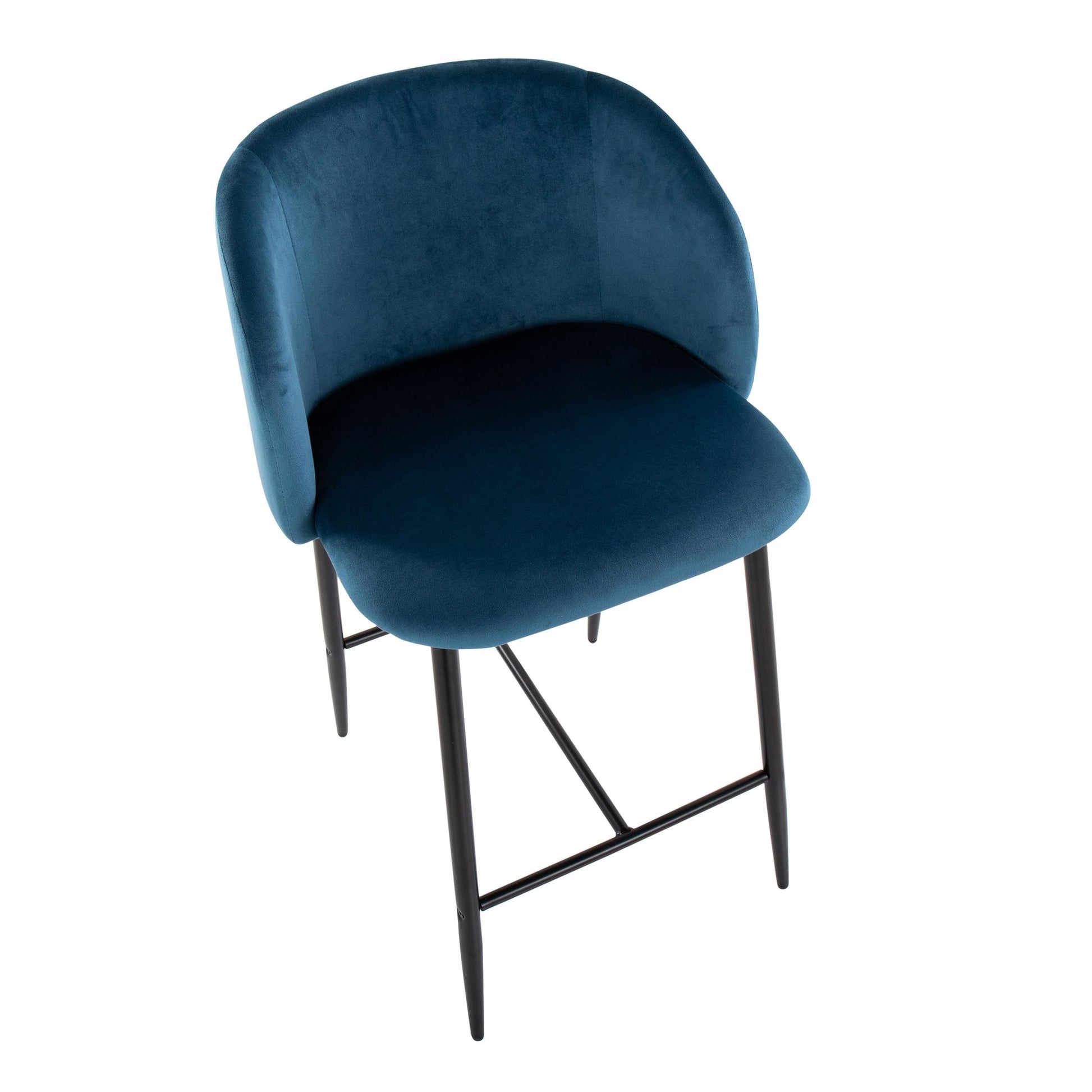 Fran 26" Contemporary Fixed-Height Counter Stool in Black Metal and Black Velvet By LumiSource - Set of 2 | Counter Stools | Modishstore - 12