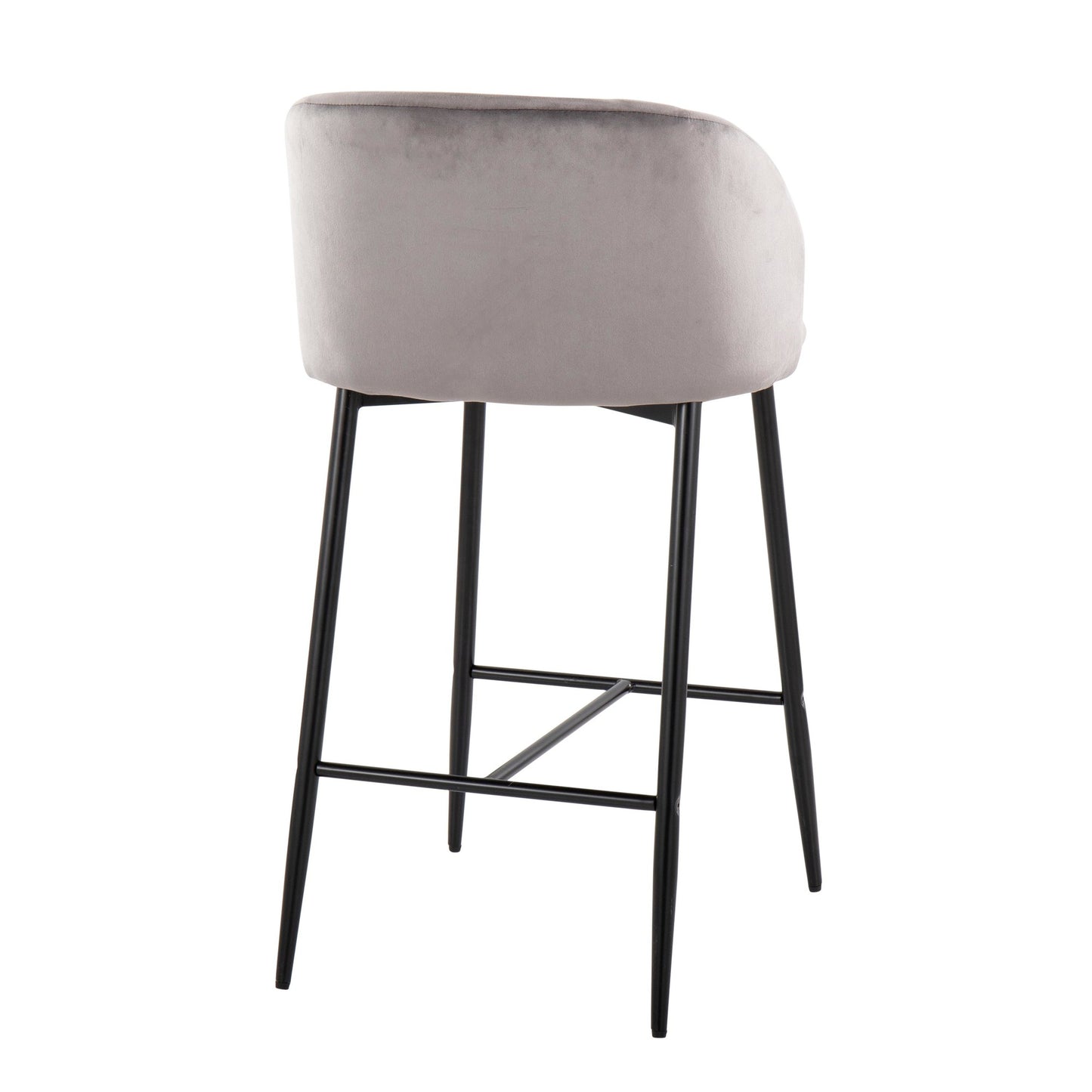 Fran 26" Contemporary Fixed-Height Counter Stool in Black Metal and Black Velvet By LumiSource - Set of 2 | Counter Stools | Modishstore - 35