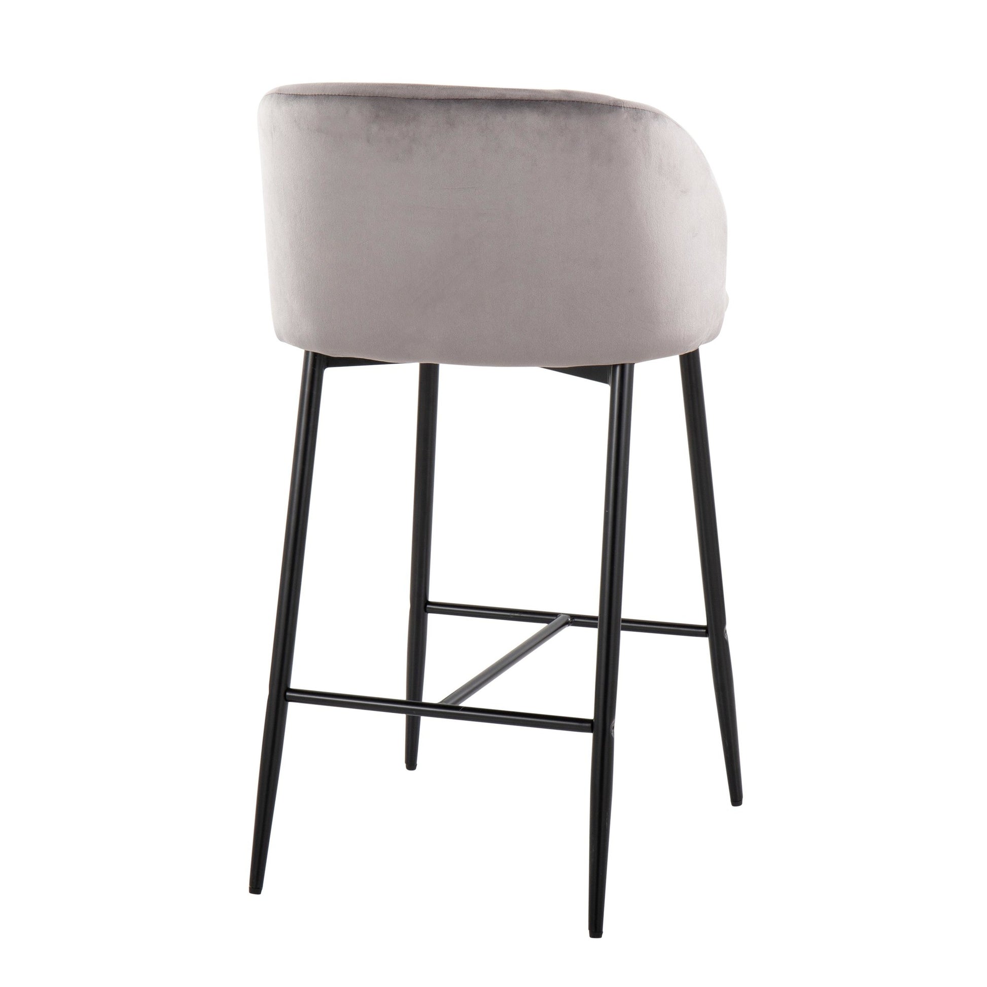 Fran 26" Contemporary Fixed-Height Counter Stool in Black Metal and Black Velvet By LumiSource - Set of 2 | Counter Stools | Modishstore - 35