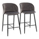 Fran 26" Contemporary Fixed-Height Counter Stool in Black Metal and Black Velvet By LumiSource - Set of 2 | Counter Stools | Modishstore - 28