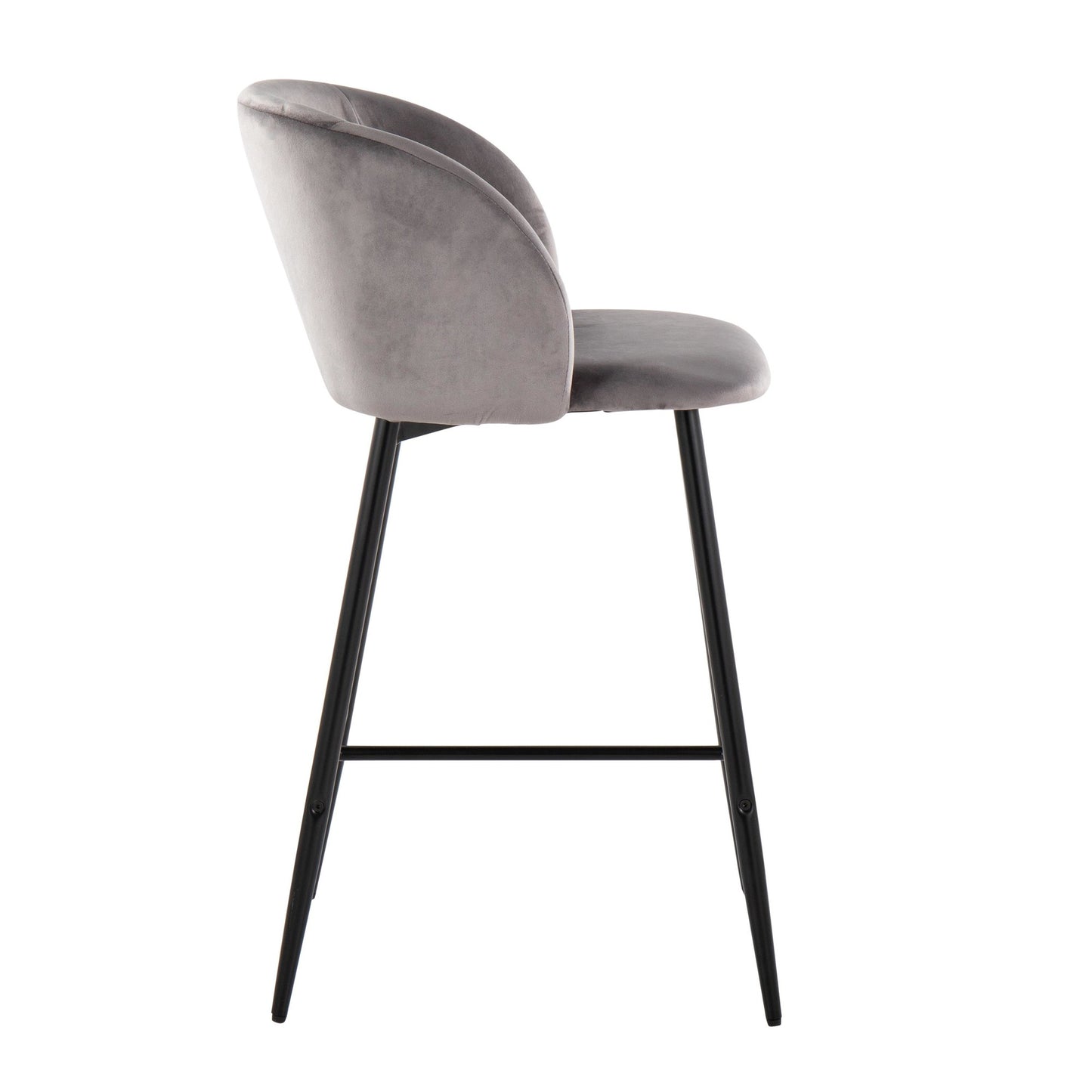 Fran 26" Contemporary Fixed-Height Counter Stool in Black Metal and Black Velvet By LumiSource - Set of 2 | Counter Stools | Modishstore - 34