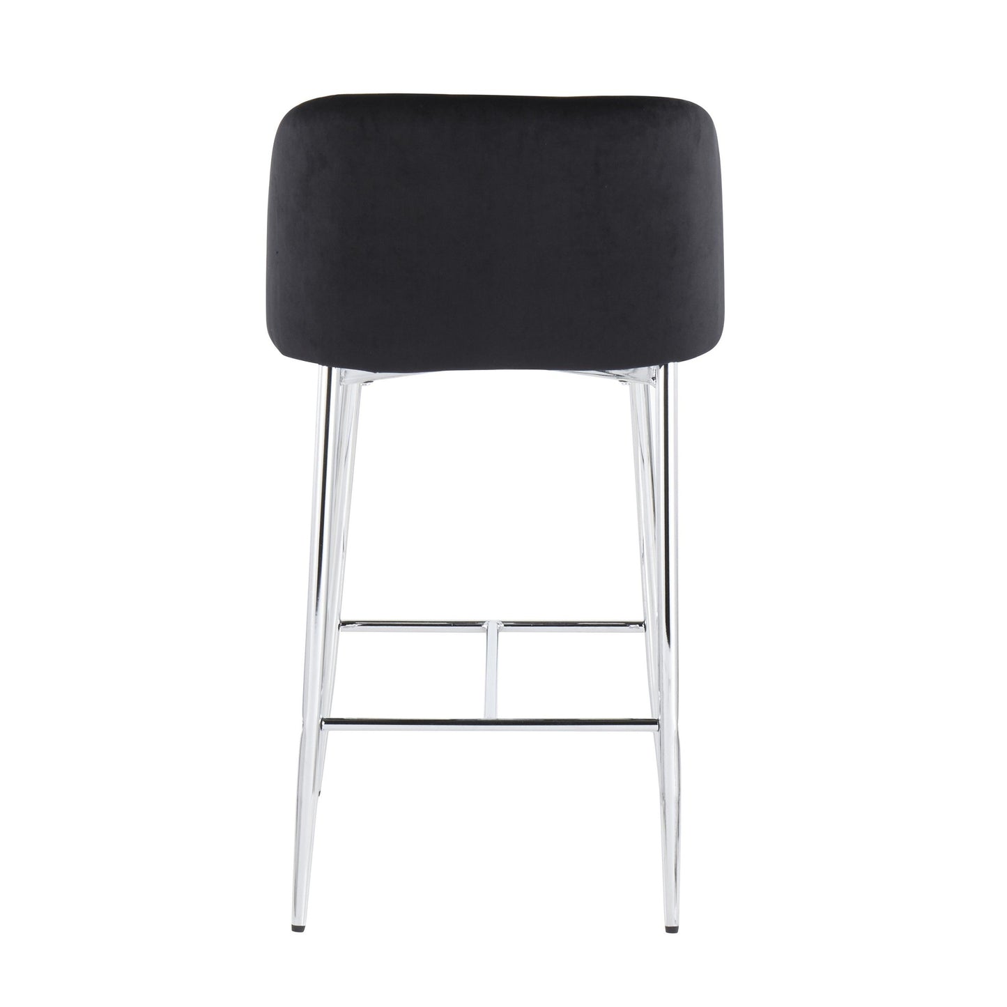 Fran Contemporary Counter Stool in Chrome Metal and Black Velvet By LumiSource - Set of 2 | Counter Stools | Modishstore - 10