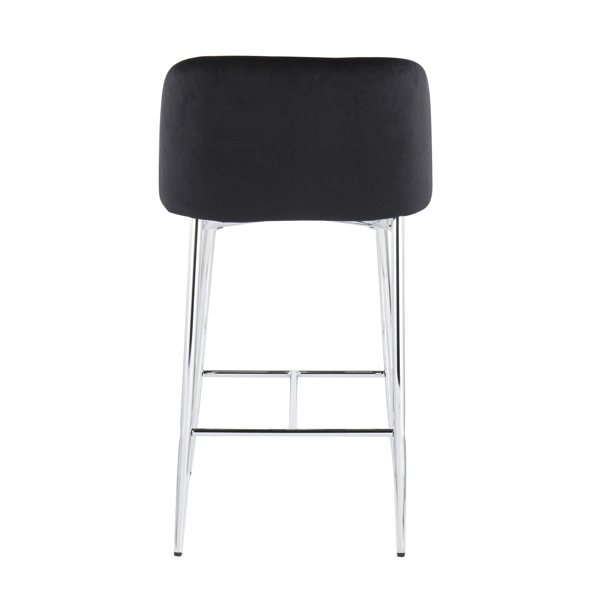 Fran Contemporary Counter Stool in Chrome Metal and Black Velvet By LumiSource - Set of 2 | Counter Stools | Modishstore - 10