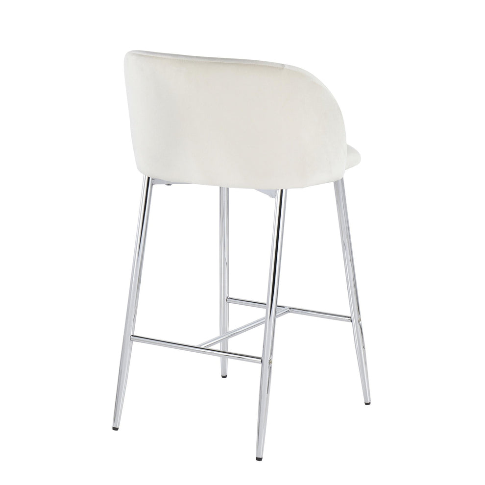 Fran Contemporary Counter Stool in Chrome Metal and Black Velvet By LumiSource - Set of 2 | Counter Stools | Modishstore - 28