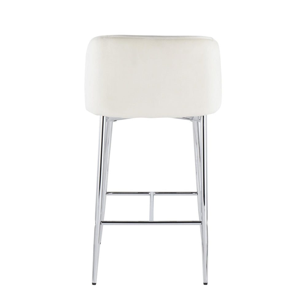 Fran Contemporary Counter Stool in Chrome Metal and Black Velvet By LumiSource - Set of 2 | Counter Stools | Modishstore - 29