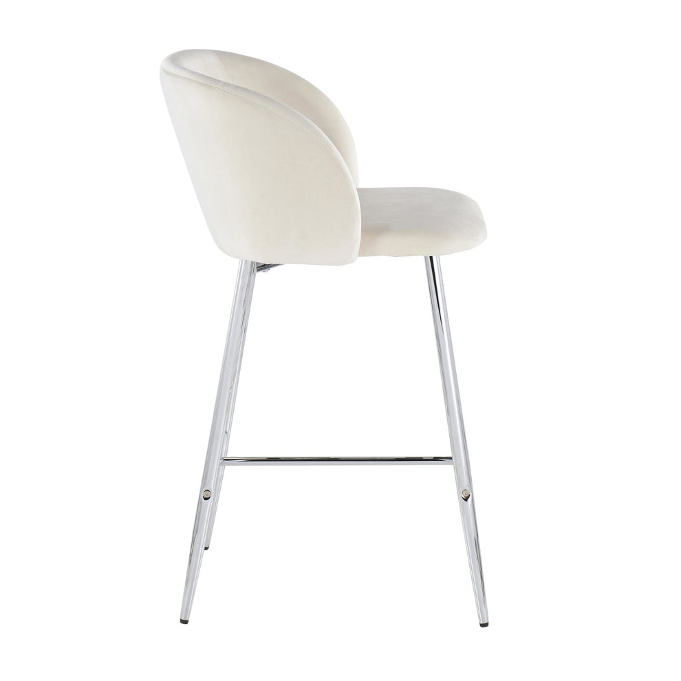 Fran Contemporary Counter Stool in Chrome Metal and Black Velvet By LumiSource - Set of 2 | Counter Stools | Modishstore - 27
