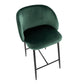 Fran Pleated Waves Contemporary Fixed-Height Counter Stool in Black Metal and Green Velvet By LumiSource - Set of 2 | Counter Stools | Modishstore - 3
