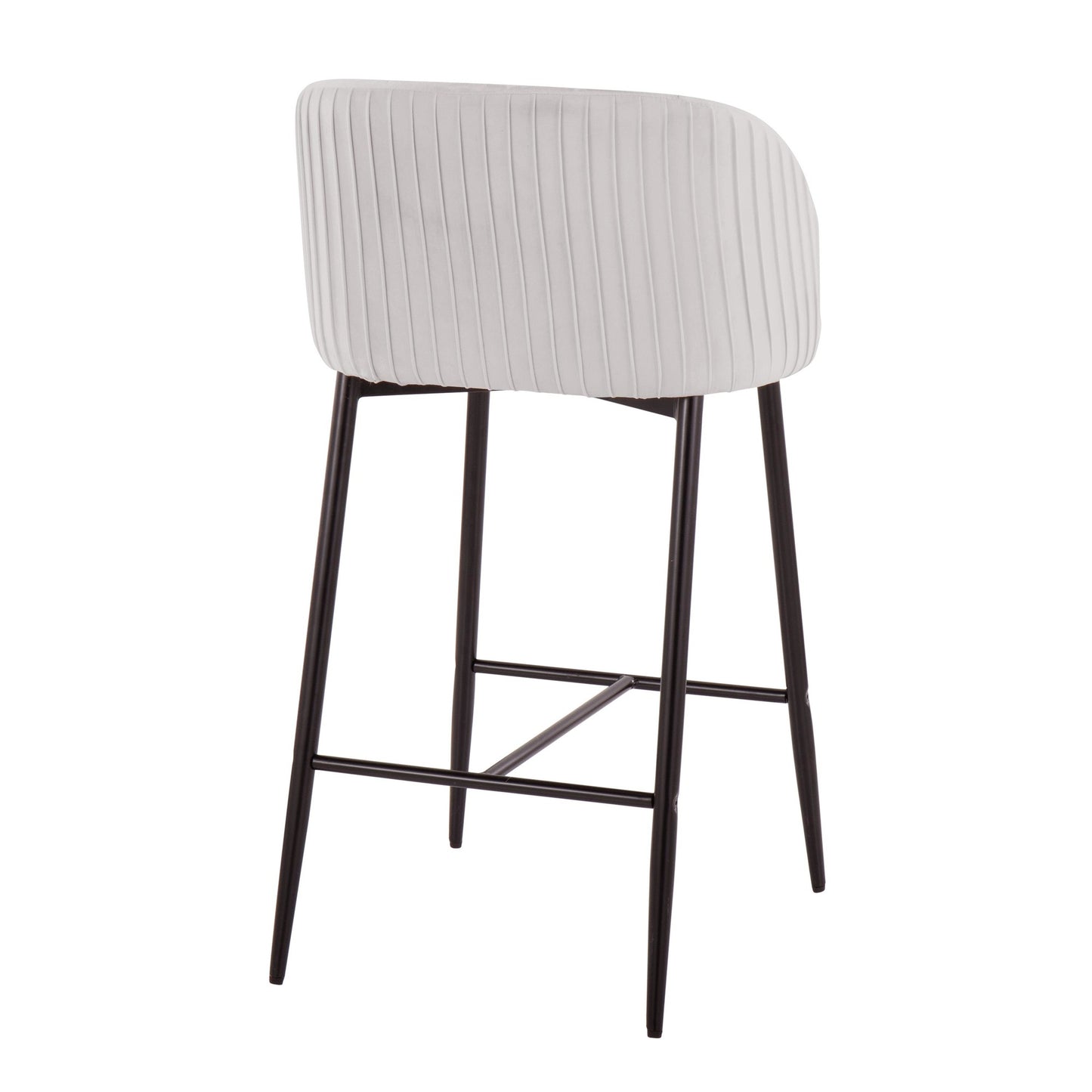 Fran Pleated Contemporary Fixed-Height Counter Stool in Black Metal and Green Velvet By LumiSource - Set of 2 | Counter Stools | Modishstore - 15