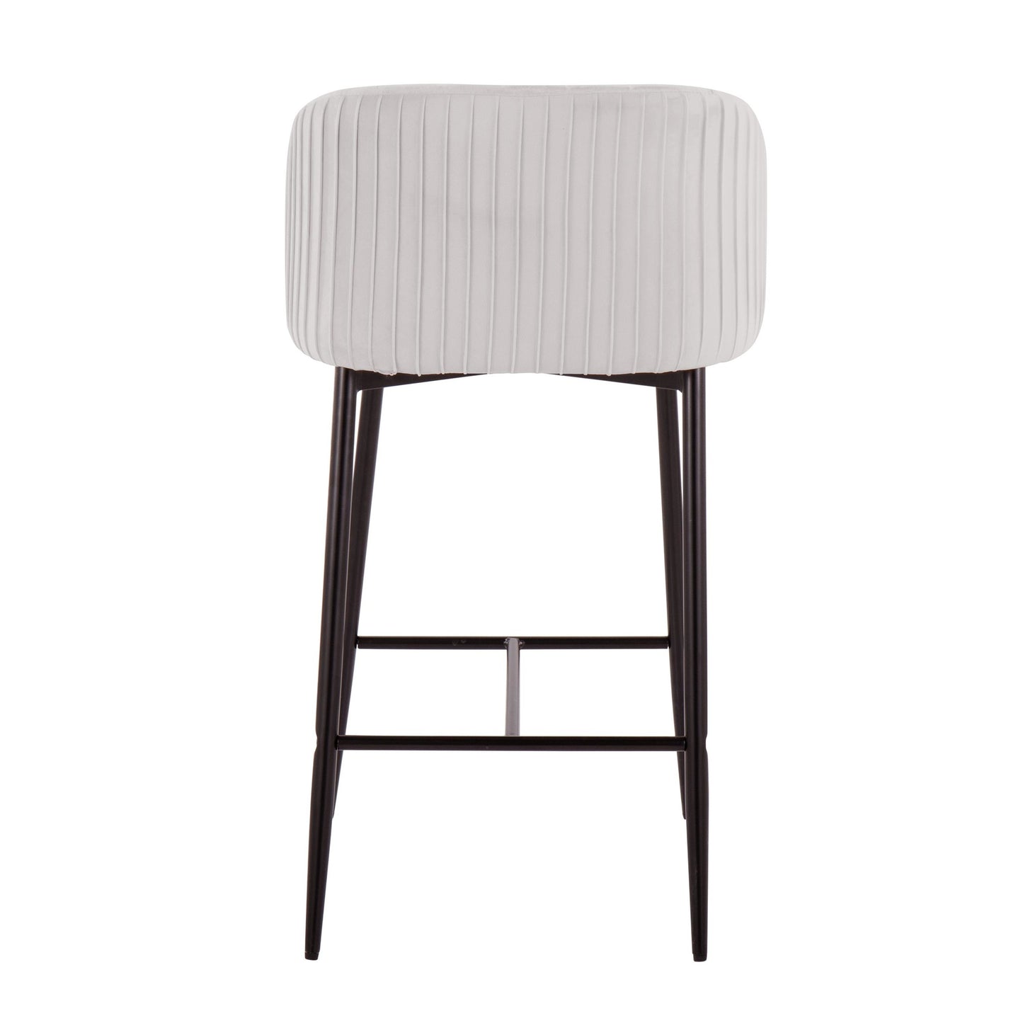 Fran Pleated Contemporary Fixed-Height Counter Stool in Black Metal and Green Velvet By LumiSource - Set of 2 | Counter Stools | Modishstore - 16