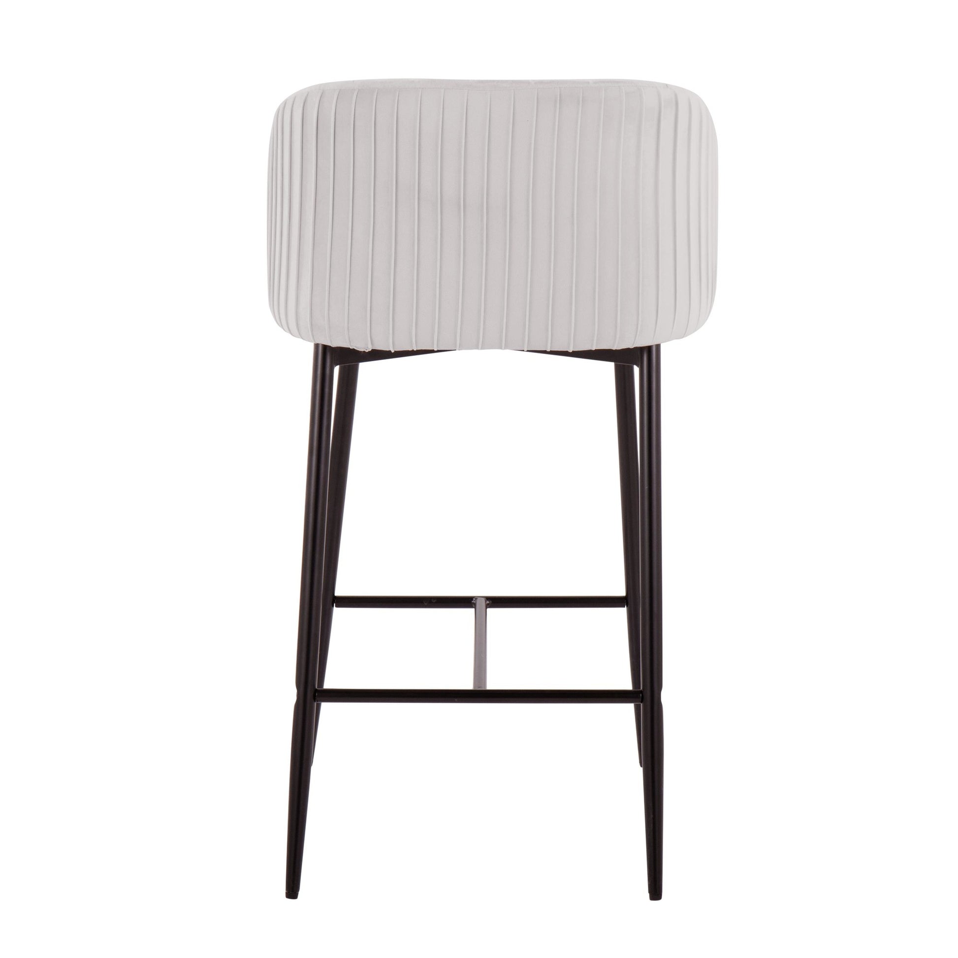 Fran Pleated Contemporary Fixed-Height Counter Stool in Black Metal and Green Velvet By LumiSource - Set of 2 | Counter Stools | Modishstore - 16