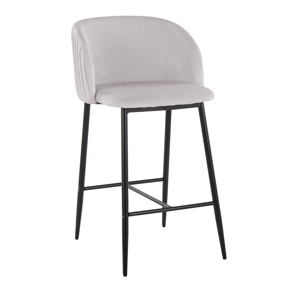 Fran Pleated Contemporary Fixed-Height Counter Stool in Black Metal and Green Velvet By LumiSource - Set of 2 | Counter Stools | Modishstore - 13