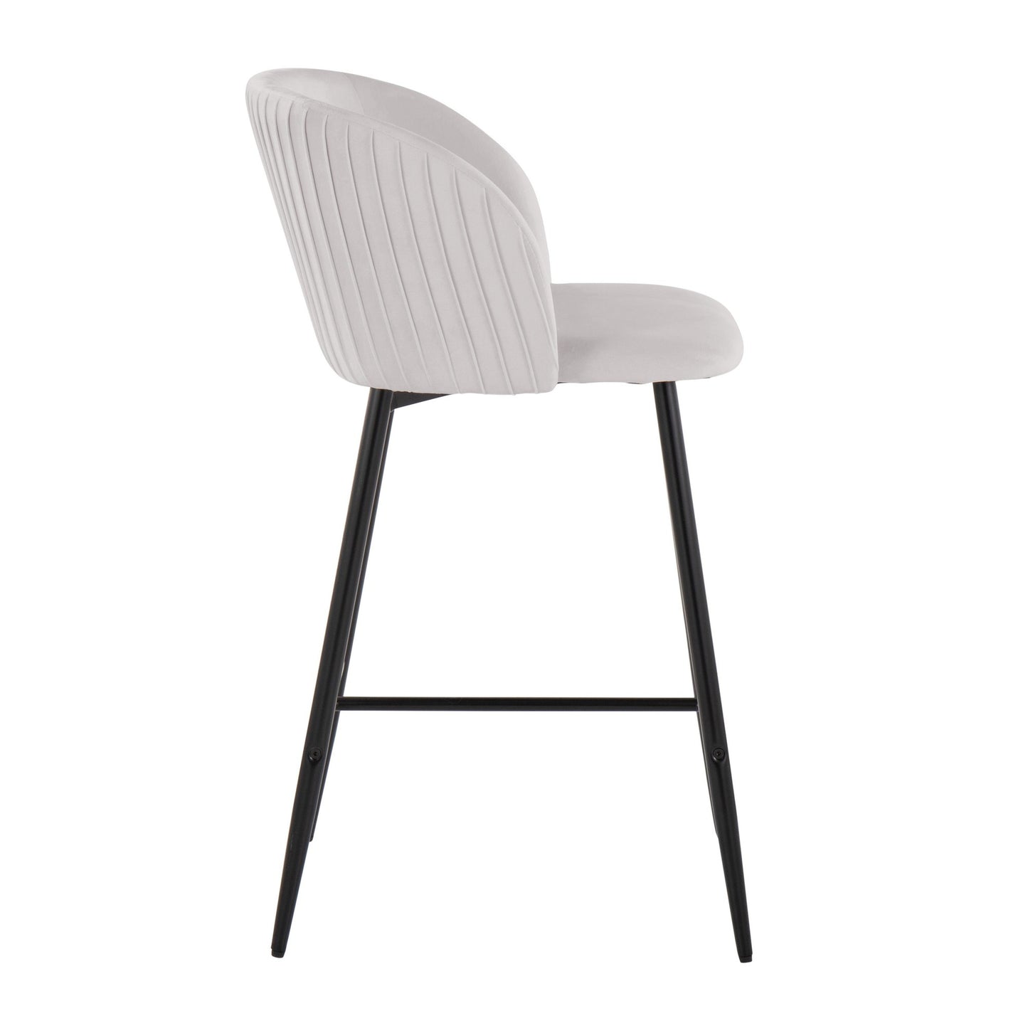 Fran Pleated Contemporary Fixed-Height Counter Stool in Black Metal and Green Velvet By LumiSource - Set of 2 | Counter Stools | Modishstore - 14