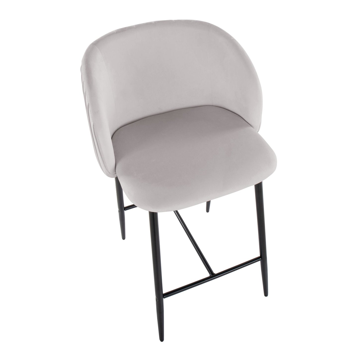 Fran Pleated Contemporary Fixed-Height Counter Stool in Black Metal and Green Velvet By LumiSource - Set of 2 | Counter Stools | Modishstore - 11