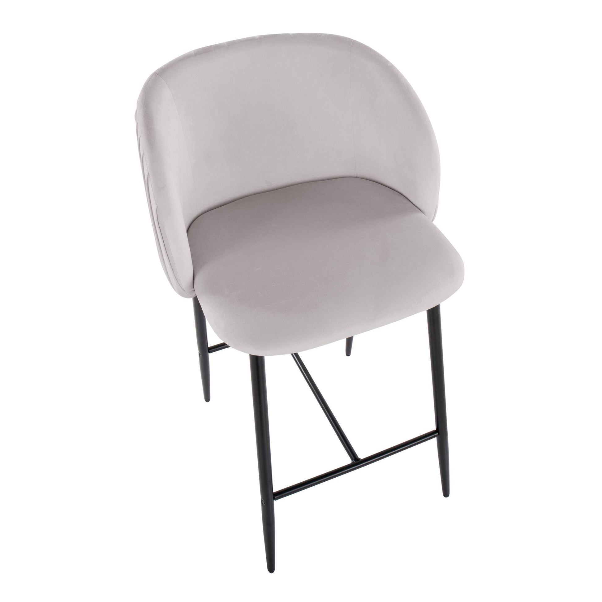 Fran Pleated Contemporary Fixed-Height Counter Stool in Black Metal and Green Velvet By LumiSource - Set of 2 | Counter Stools | Modishstore - 11