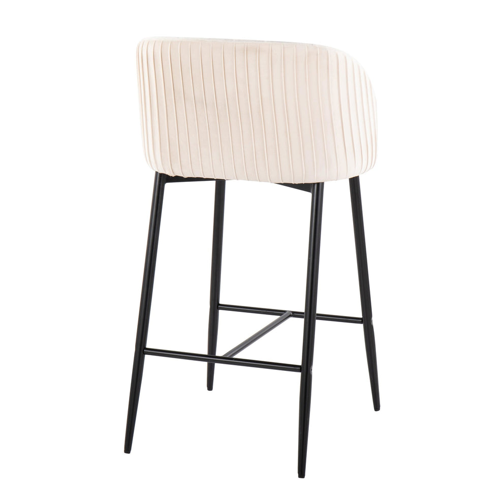 Fran Pleated Contemporary Fixed-Height Counter Stool in Black Metal and Green Velvet By LumiSource - Set of 2 | Counter Stools | Modishstore - 23
